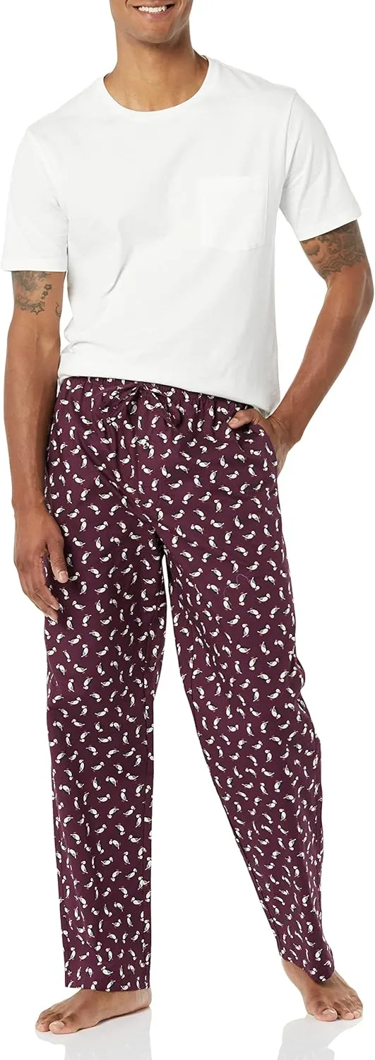 Amazon Essentials Men's Straight-Fit Woven Pajama Pant with Pockets
