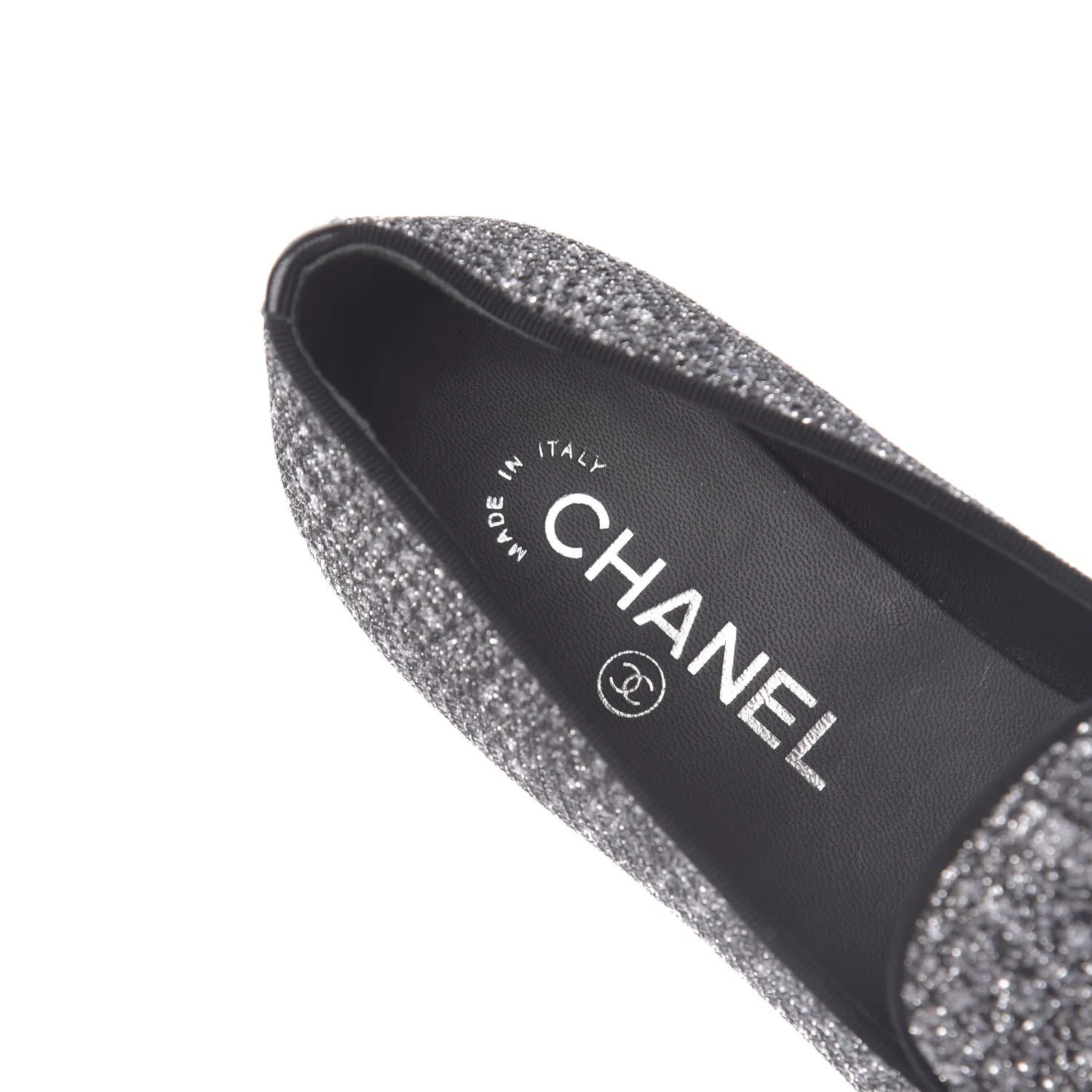CHANEL FANTASY TWEED GROSGRAIN CC MOCCASIN LOAFERS
