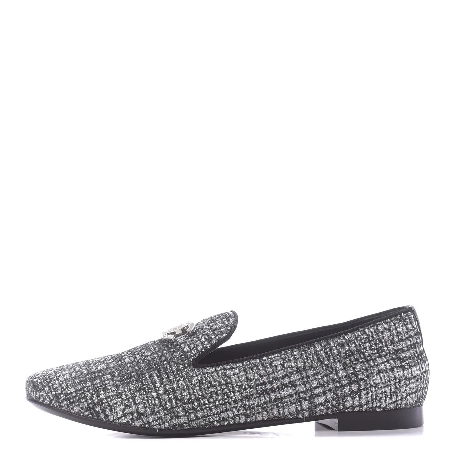 CHANEL FANTASY TWEED GROSGRAIN CC MOCCASIN LOAFERS