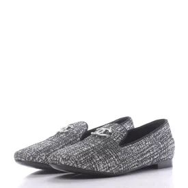 CHANEL FANTASY TWEED GROSGRAIN CC MOCCASIN LOAFERS