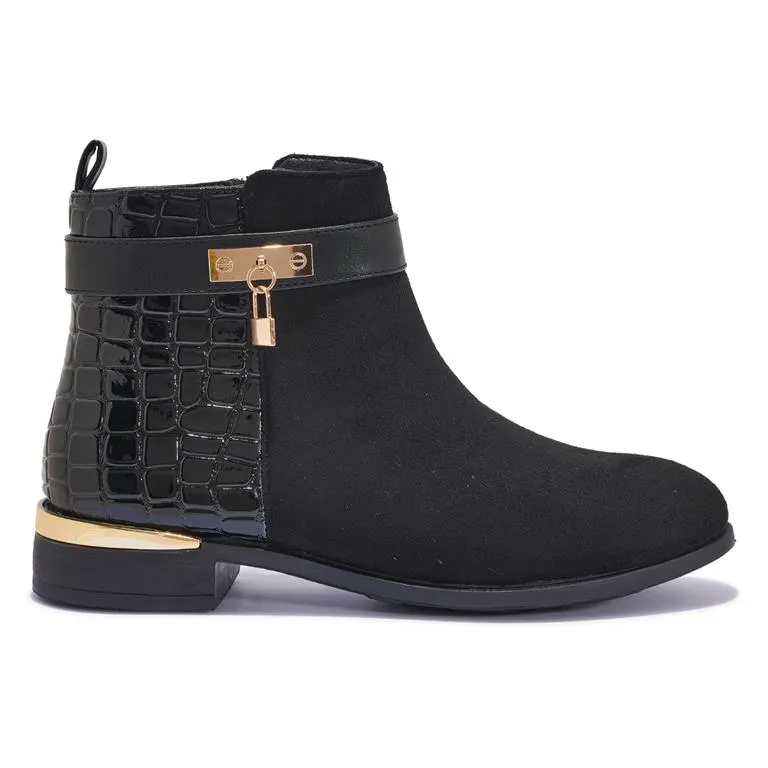 CHAT10 – BLACK CROC PANEL CHELSEA BOOT