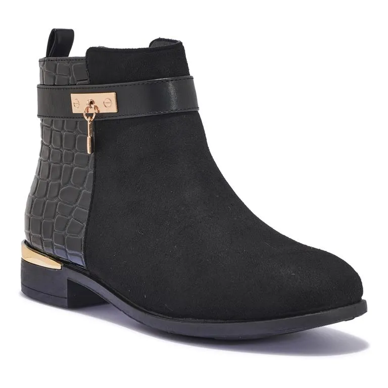 CHAT10 – BLACK CROC PANEL CHELSEA BOOT