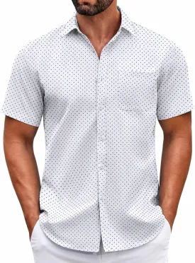 COOFANDY Mens Short Sleeve Casual Button Down Shirts Summer Untucked Dress Shirts with Pocket