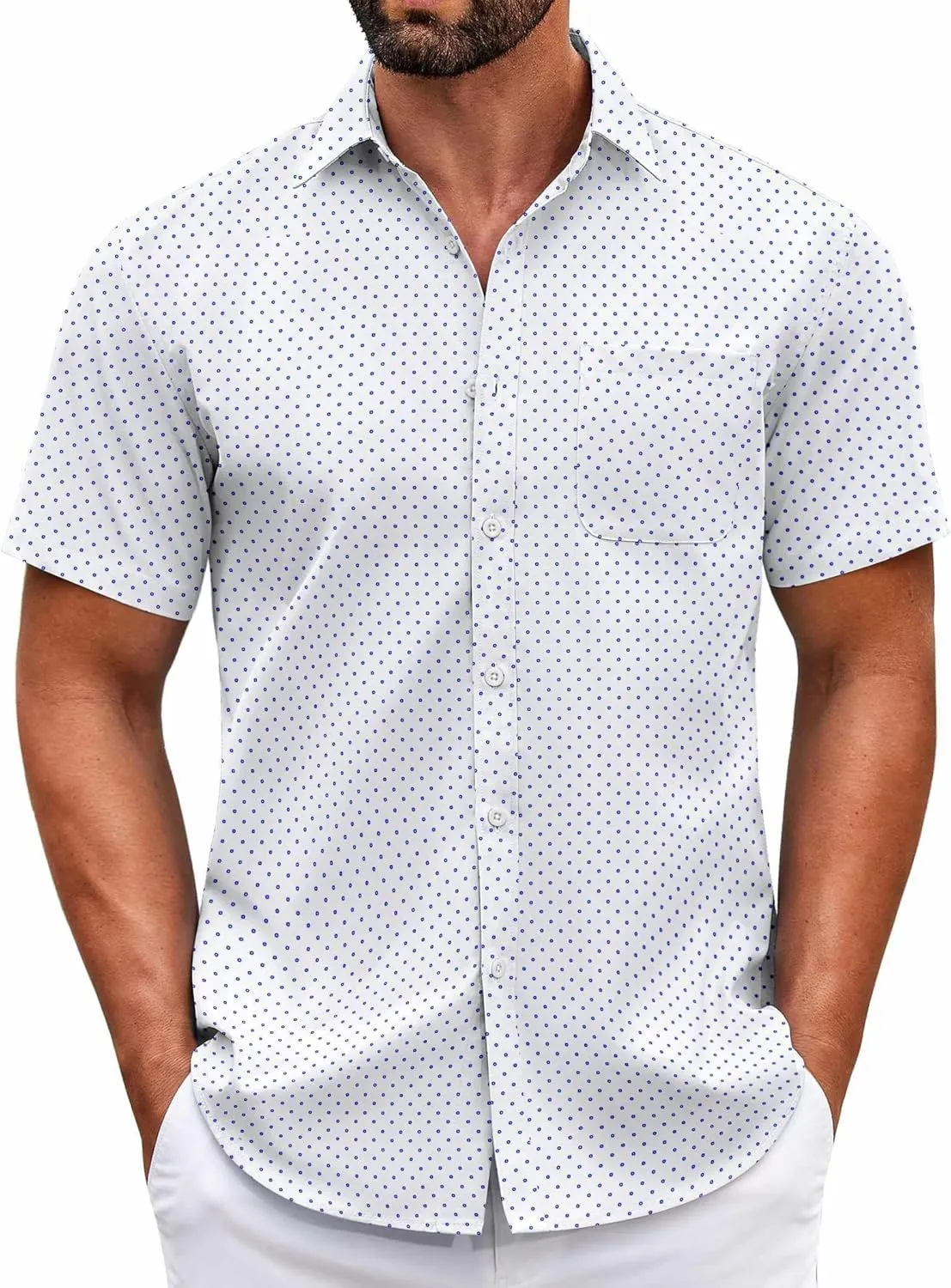 COOFANDY Mens Short Sleeve Casual Button Down Shirts Summer Untucked Dress Shirts with Pocket