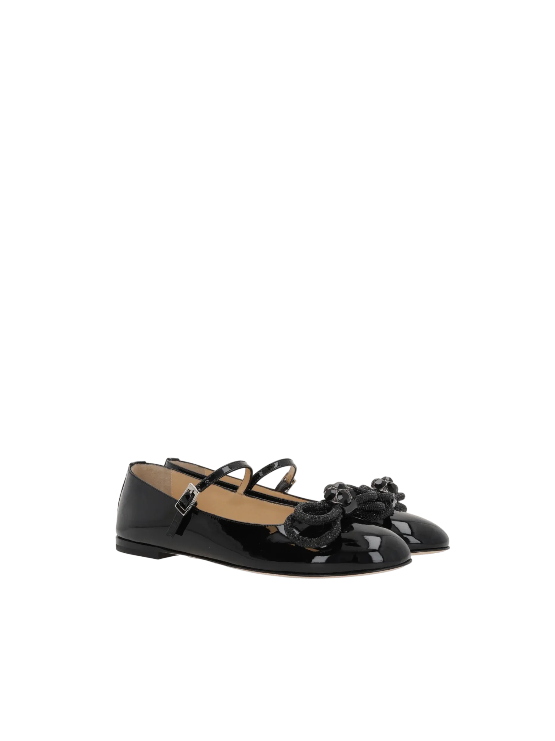 Double Bow Patent Ballerinas