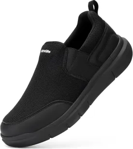 FitVille Men's Extra Wide Slip on Walking Shoes, Lightweight Non-Slip Breathable Casual Loafers for Standing All Day