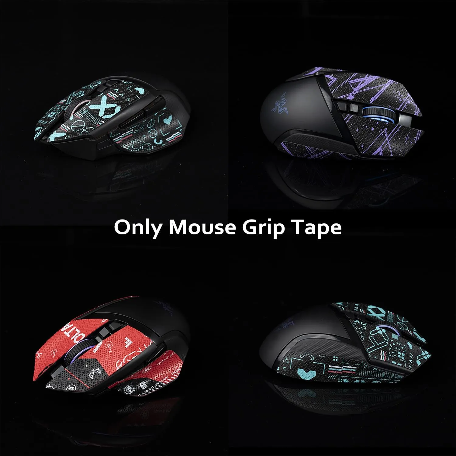 Grip Tape for Razer Basilisk X HyperSpeed, Basilisk Ultimate & V2 - Anti-Slip,Enhanced Control, Suck Sweat,Soft Leather,Improves FPS Gaming Grip [Pre-Cut] Black Thin 0.3mm