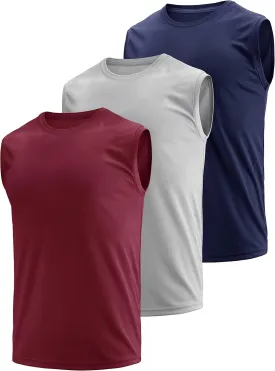 Men's Dry Fit Moisture Wicking 3 & 5 Pack Tech Quick Dry Sleeveless Shirts Mesh Crew Active Athletic Tank Tops
