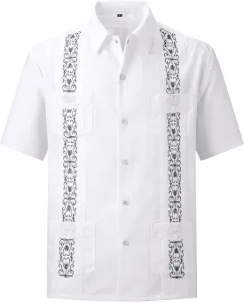 Mens Snap Shirts Casual Guayabera Shirts Short Sleeve