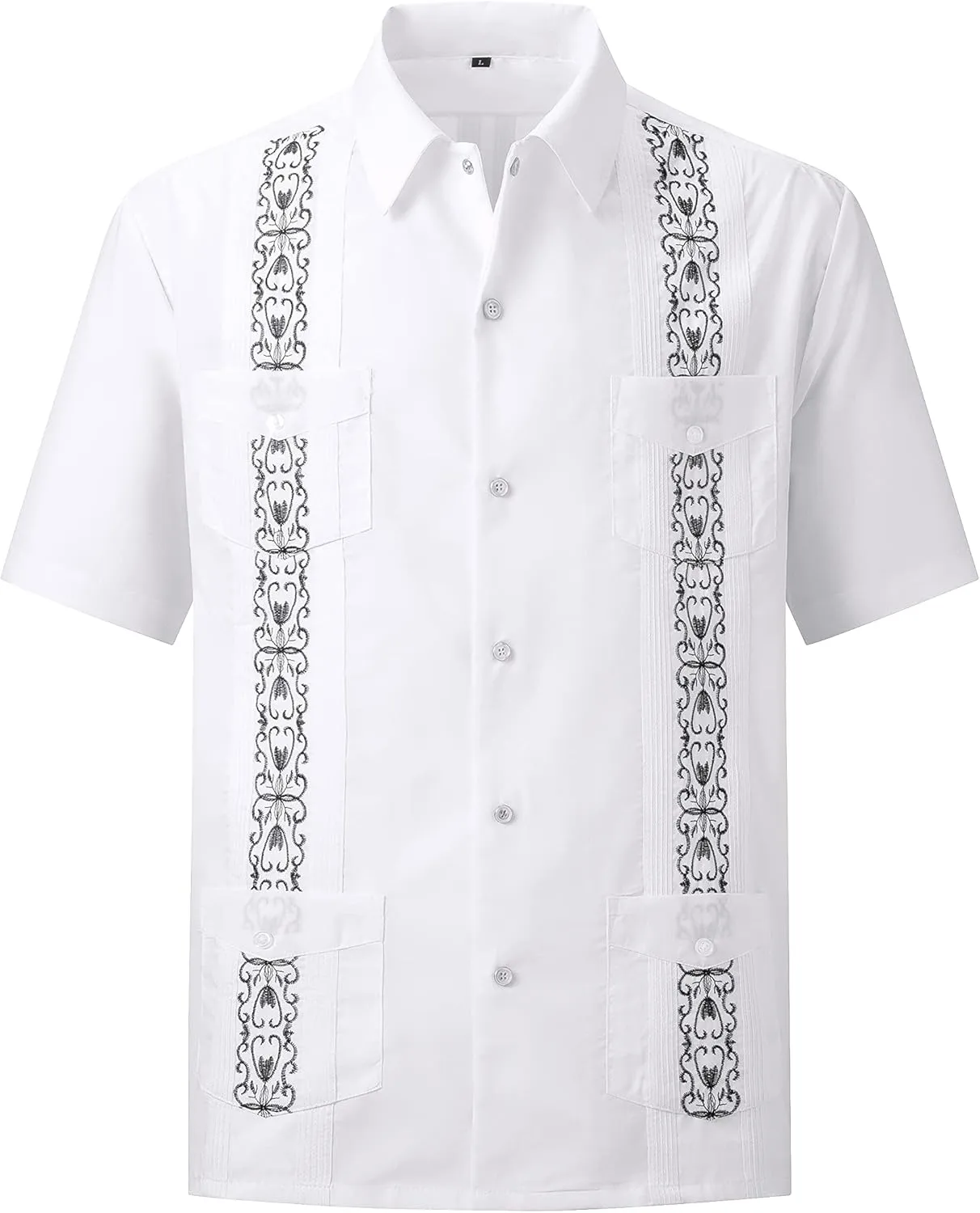 Mens Snap Shirts Casual Guayabera Shirts Short Sleeve