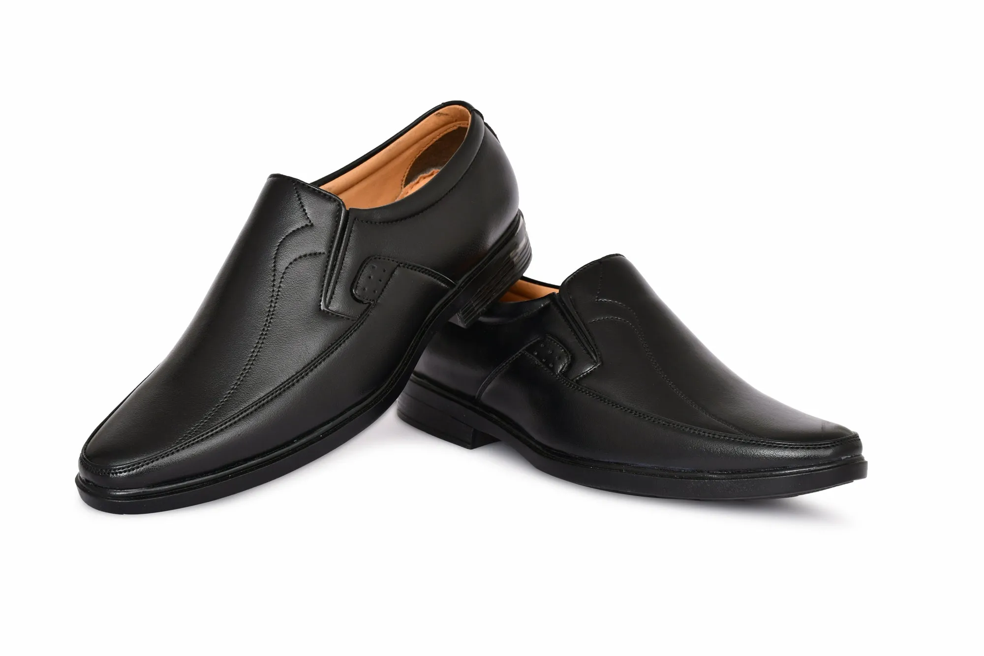 Neat Look Slip-on for Men with Curved Side Stitch | Black