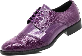 STW Men's Alligator Crocodile Print Oxfords Fashion Lace Up Dress Shoes