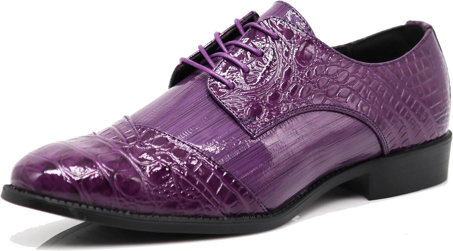 STW Men's Alligator Crocodile Print Oxfords Fashion Lace Up Dress Shoes