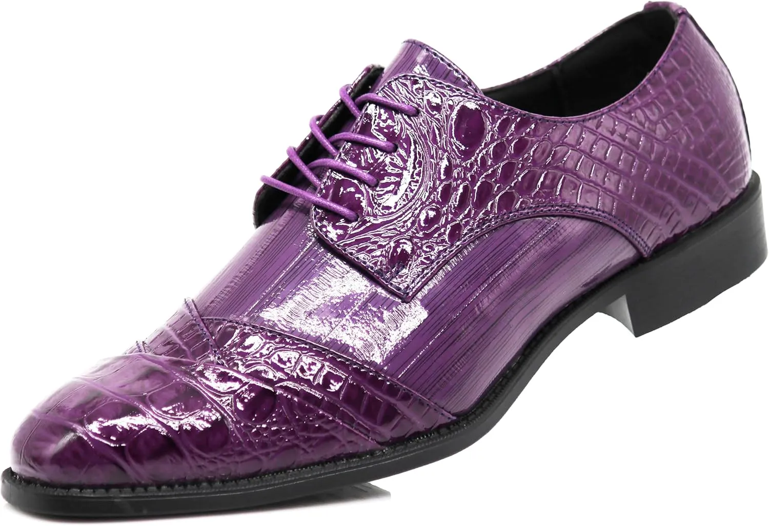 STW Men's Alligator Crocodile Print Oxfords Fashion Lace Up Dress Shoes