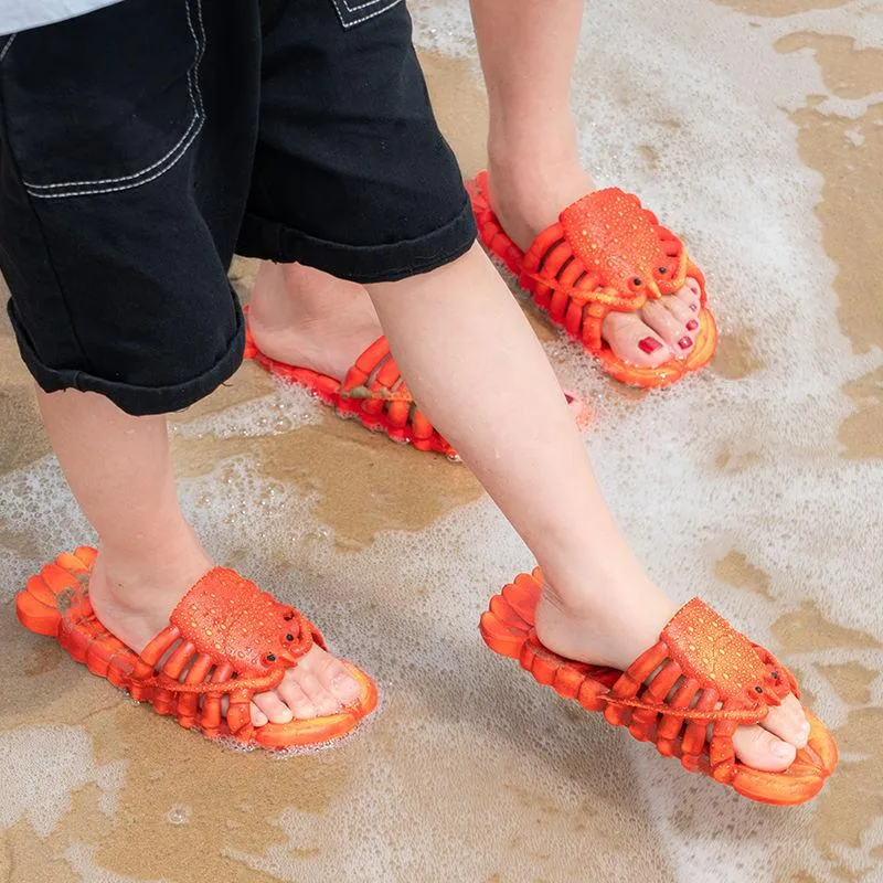 Unisex Adults and Kids 3D Lobster Non-Slip Beach Flip Flops