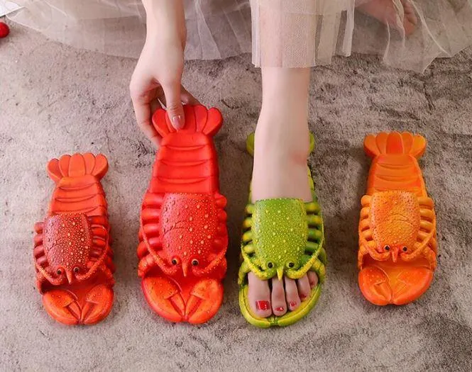 Unisex Adults and Kids 3D Lobster Non-Slip Beach Flip Flops