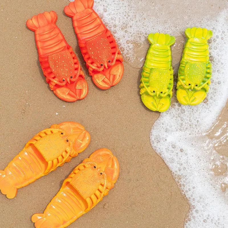 Unisex Adults and Kids 3D Lobster Non-Slip Beach Flip Flops