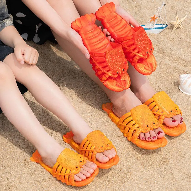 Unisex Adults and Kids 3D Lobster Non-Slip Beach Flip Flops