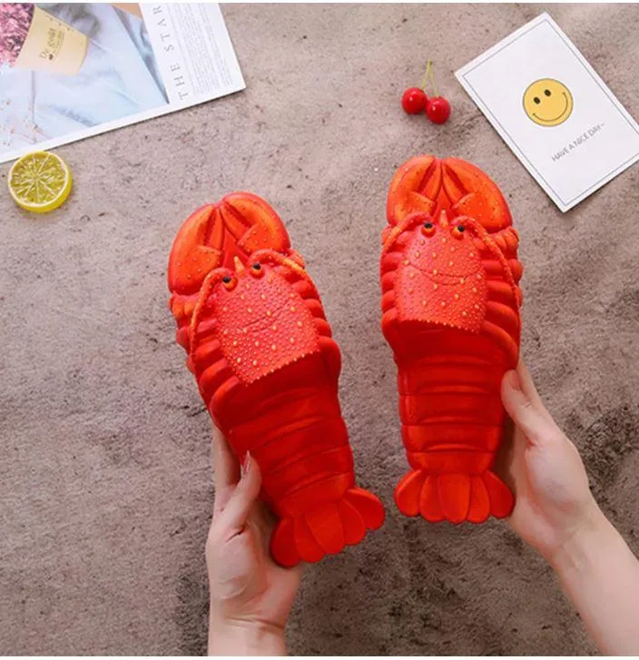 Unisex Adults and Kids 3D Lobster Non-Slip Beach Flip Flops