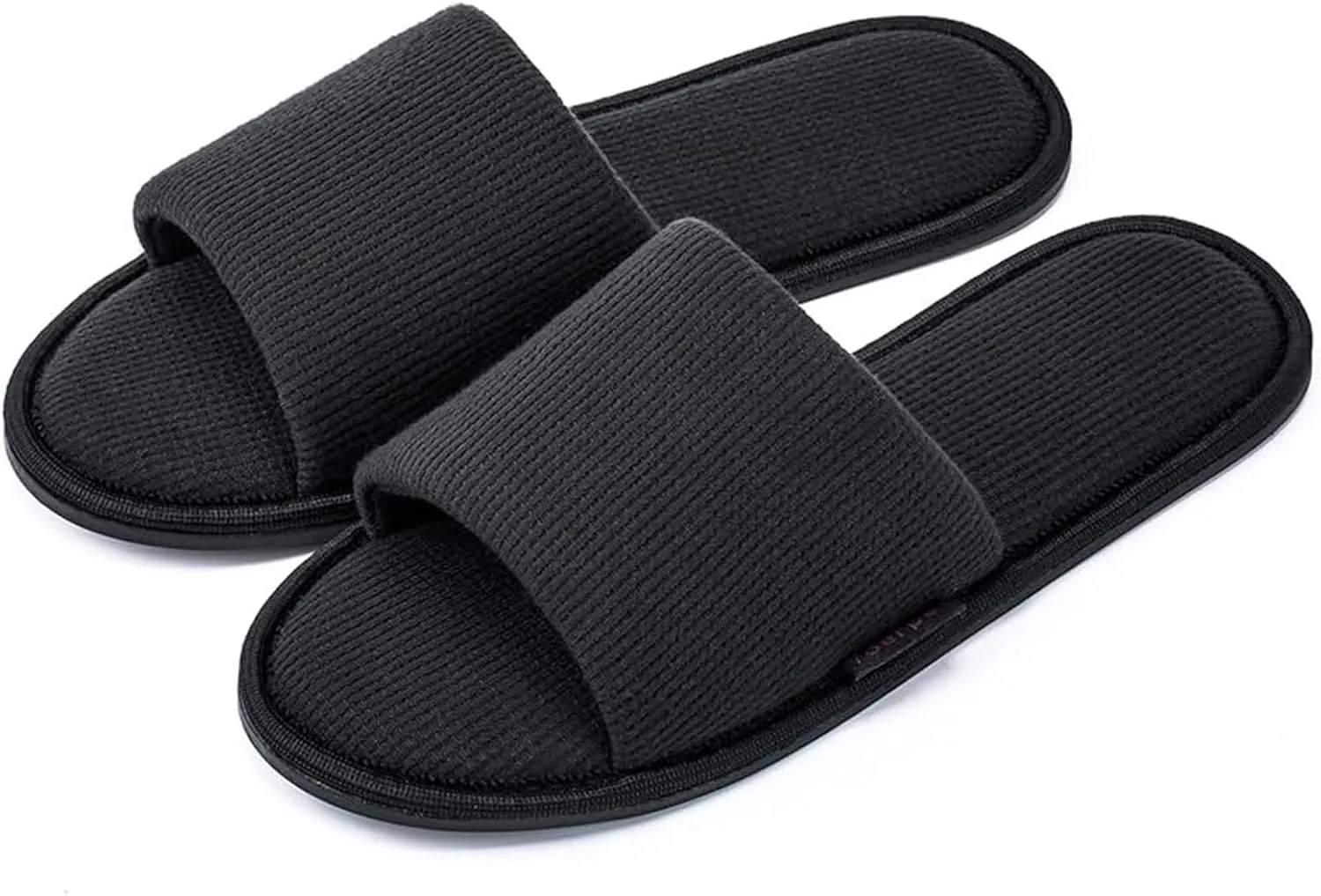 Women's Open Toe House Slippers  Breathable Waffle Fabric, Memory Foam Cushioning, Slip-On Summer Indoor Slippers, Non-Slip TPR Sole, Easy Care