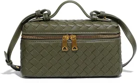 Womens Woven Crossbody Handbag Fashion Leather Top Handle Bag
