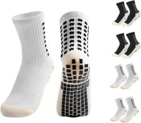Yufree 4 Pairs Youth Grip Soccer Socks Grip Socks Kids Boys Girls Athletic Sport for Baseball Football Basketball